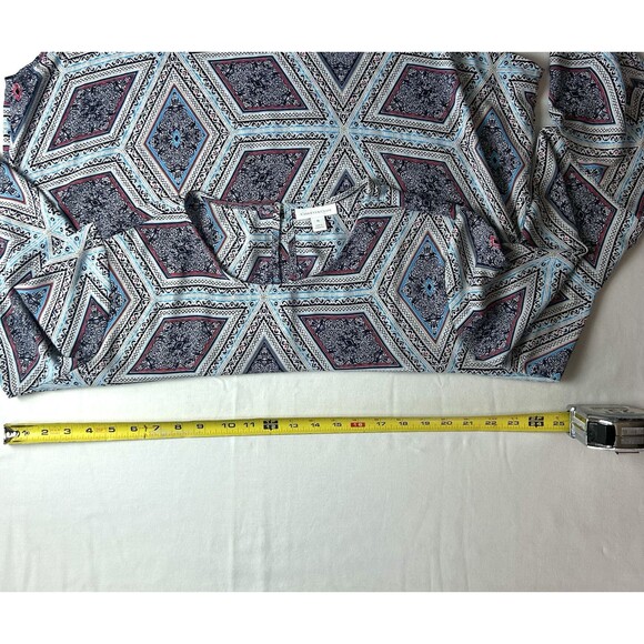Charter Club Womens XL Blue Geometric Longsleeve Bell cuffs - Picture 2 of 8